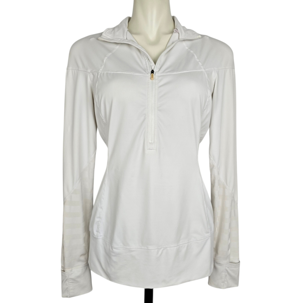 Lululemon Women's White Half Zip Long Sleeve Pullover Top Ghost Stripes 6